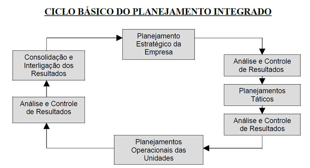 8 Na figura abaixo apresenta-se o ciclo básico dos três tipos de planejamento: O Planejamento Integrado entre os vários escalões é importante para que a atividade conjunta garanta a realização dos