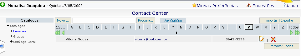 8. CONTACT CENTER Este módulo facilita a localização rápida dos órgãos em que o Expresso Livre já foi implantado e seus respectivos servidores.