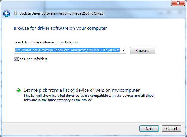7) Na janela que abrir, clique em Procurar Software de Driver no Computador 8) Selecione o diretório "arduino-x.