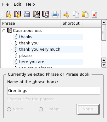 Figura 7.10 Usando livros de frases no KMouth 7.3.