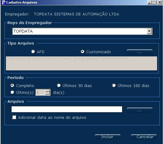 Use nova tela com as fórmulas e o formato do arquivo são exibidas: