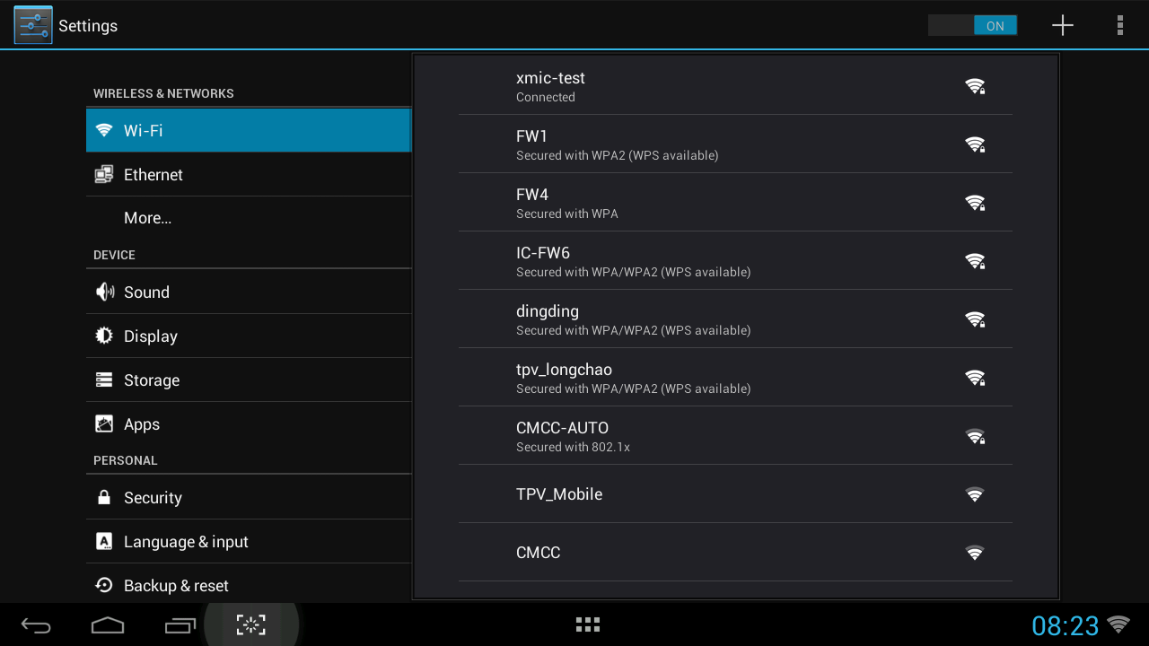 AJUSTANDO AS CONFIGURAÇÕES PARA ANDROID Clique em na parte inferior direita da tela. Clique em [Settings] (Configurações) para visualizar o submenu.