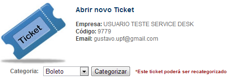 Como eu faço uma nova solicitação? Primeiramente clique no menu Novo Ticket. Uma nova tela será mostrada.