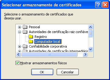 3. Clique no botão Avançar. 4. Selecione a opção Colocar todos os certificados no armazenamento a seguir. 5. Clique no botão Procurar. 6.