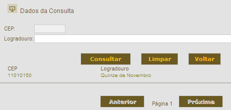 c. Após a seleção da opção, a aba irá trocar automaticamente para Endereço. Clicar novamente na luta, inserindo o CEP e selecioná-lo na lista apresentada; d.