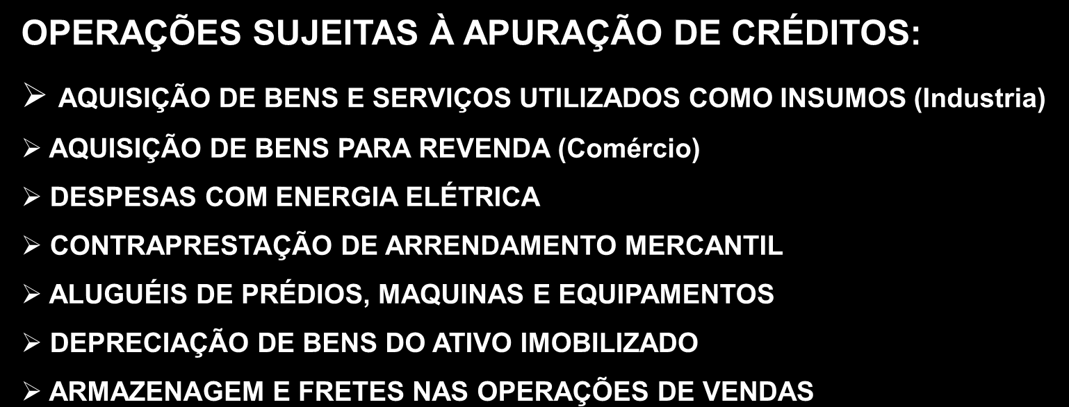 OPERAÇÕES COM INCIDËNCIA DE CONTRIBUIÇÃO OU CRÉDITO: OPERAÇÕES SUJEITAS À APURAÇÃO DE CONTRIBUIÇÕES: RECEITA DA VENDA DE PRODUTOS DE FABRICAÇÃO PRÓPRIA (Industria) RECEITA DA REVENDA DE PRODUTOS