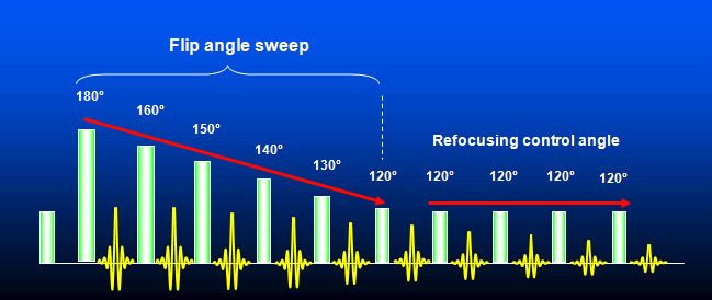 redução do número de pulsos de turbo também se reduz o SAR. REFOCUSING CONTROL. O refocusing control controla o ângulo dos pulsos de refocalização através da variação da amplitude de B1.