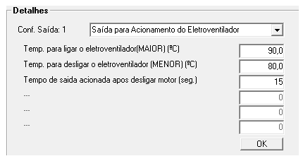 LED de Status do ECU Defina os valores de rotação do motor para que um LED (ligado à saída através de seu terminal negativo) ou lâmpada shift light inicialmente pisque rapidamente e após, em uma