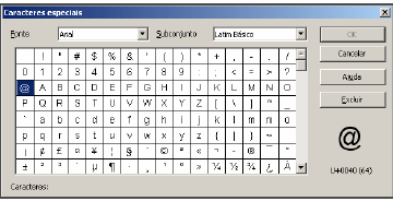 3. Trabalhando com o conteúdo do texto 3.1. Caracteres especiais Insere os caracteres especiais a partir das fontes instaladas no microcomputador.