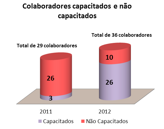 3.2 Equipe 2012 e capacitações internas O núcleo gestor da Entidade desenvolve a gestão dos recursos humanos baseado no princípio de que, o impacto social de toda organização da sociedade civil se dá