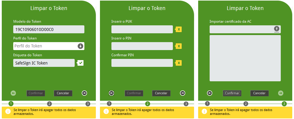 3 Menu Token 42 Figura 62: Utilitário de Token: Caixa de diálogo Limpar Token Note que o rótulo do token no exemplo acima é o rótulo antigo do token inicializado.