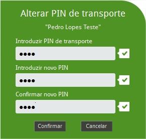 3 Menu Token 51 A caixa para alterar o PIN é apresentada: Figura 77: Alterar PIN de Transporte : Alterar PIN de Transport > Digite o PIN de Transporte correto, um novo PIN (pessoal) e confirme o novo