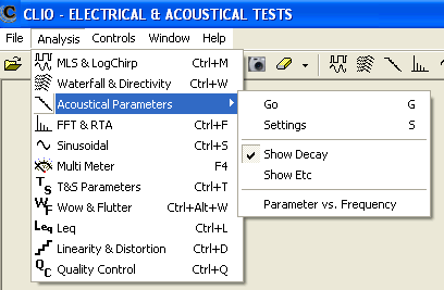 Fig.4.12 Submenu MLS&LogChirp - Frequência e Tempo Fig.4.13 Submenu Waterfall e Diretividade Fig.