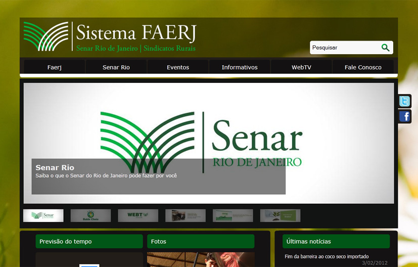 Informtivo Sistem Ferj Fevereiro 2012 Ano 03 - nº5 WEB: NOVO SITE INTEGRA INFORMAÇÕES DO SISTEMA FAERJ Blde Cheio conheç o trblho no