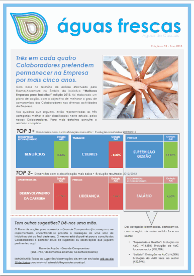 Existe ainda um mecanismo direto de comunicação dos colaboradores com a gestão da Águas de Cascais que permite, a qualquer Colaborador, reportar de forma confidencial, situações não conformes