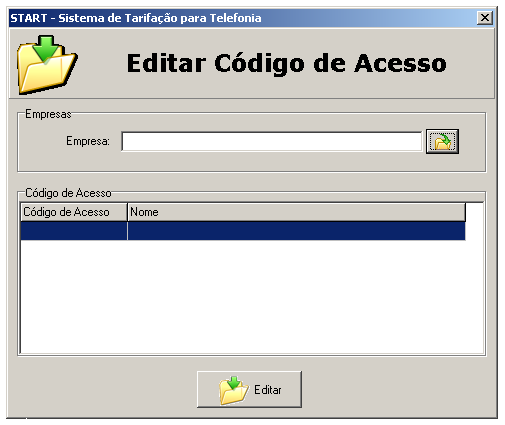 Utilizado quando o cliente controla o fluxo de ligações saintes pelo código de acesso.