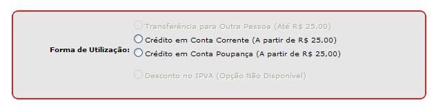 Para utilizar os créditos, clique aqui Em seguida, a entidade social deverá escolher uma das formas de utilização dos créditos: crédito em conta corrente ou em conta poupança da sua titularidade. 6.2.