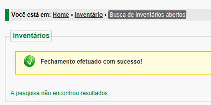 3.6. Encerramento do inventário O encerramento do inventário deve ser executado após a opção de apuração das divergências.