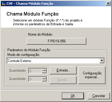 presente no CP. Ao final da execução do módulo chamado, o processamento retorna para a instrução seguinte à CHF. A instrução CHF possui a seguinte tela para edição: Figura 3-14.