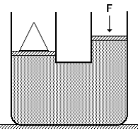 7. (UNIRIO) A figura a seguir mostra uma prensa hidráulica cujos êmbolos têm seções S 1 = 15 cm 2 e S 2 = 30 cm 2.