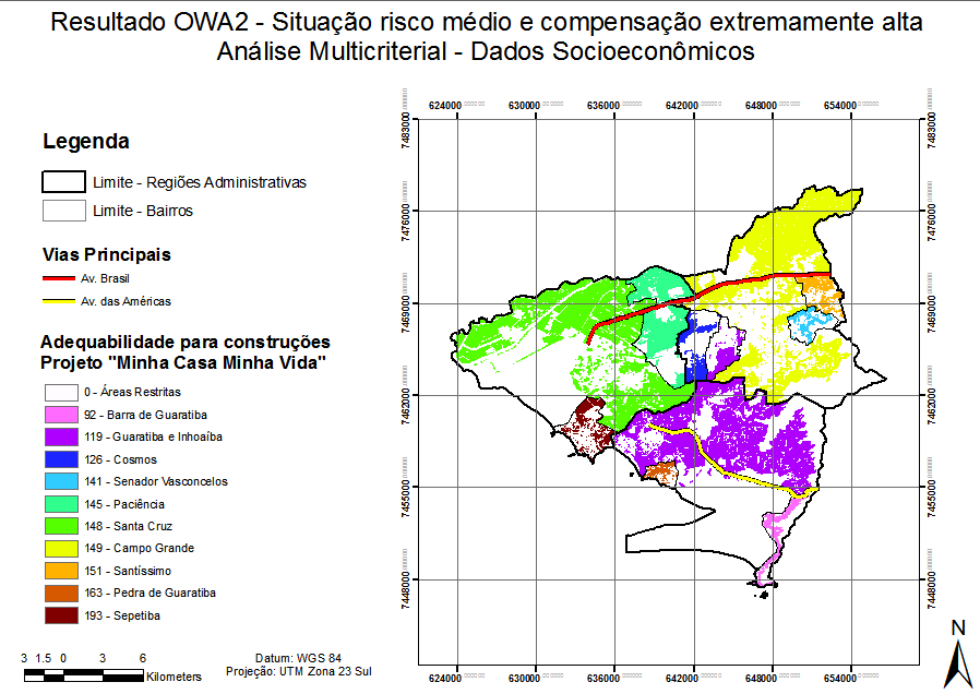 118 Figura 66 Resultado OWA Risco um pouco acima do médio e compensação alta Análise Multicriterial Dados