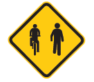 As placas de sinalização vertical (0,75m X 1,00m) estabelecidas pelo Município para advertir MOTORISTAS DE VEÍCULOS AUTOMOTORES quanto ao trânsito de ciclistas na pista de rolamento são as seguintes: