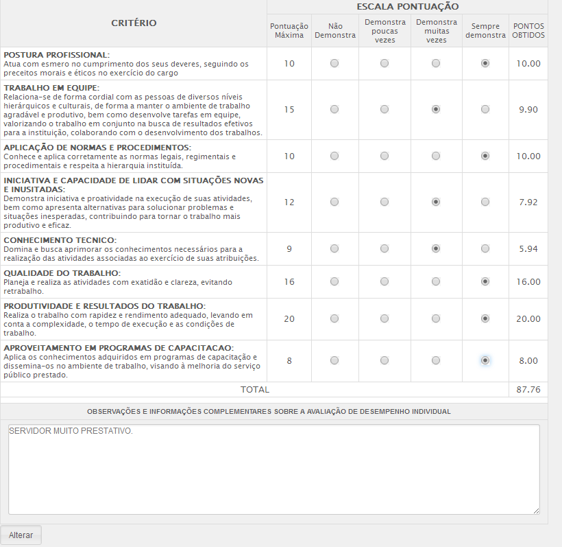 Enquanto o documento não é assinado, o avaliador poderá alterálo quantas