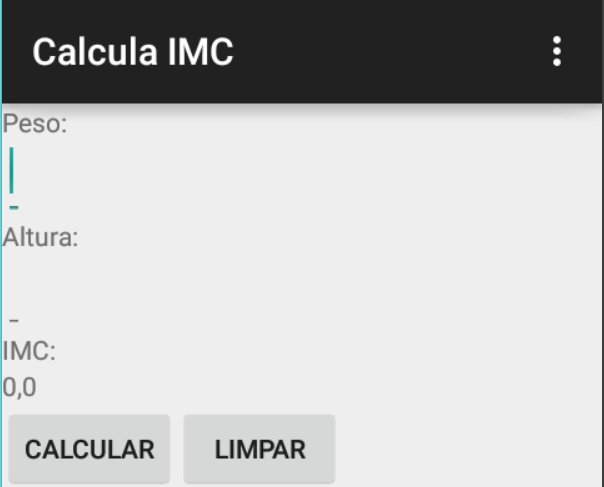 UTILIZANDO DOIS LINEAR LAYOUTS Para exemplificar o uso de dois gerenciadores de layout LinearLayout em uma mesma interface iremos alterar o nosso projeto do IMC para que os