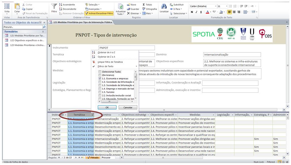 Fig. 22. Consultas SPOTIA PNPOT, página 121 Medidas Prioritárias por Tipo de Intervenção Pública Passo 3.3. 4.