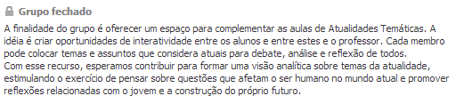 localizados, o que se acredita ser devido aos grupos estarem, em sua maioria, restritos aos participantes, ou seja, com a opção de privacidade fechado, opção esta que permite que todos vejam o grupo