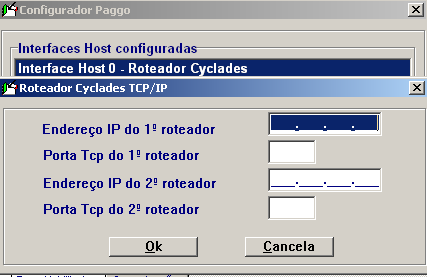Na guia Comunicação, configurar: Pressione o botão Configurar Comunicação Selecionar a Interface Host utilizada: Se Interface Host Roteador Cyclades ou Aligera ou Cisco RBP