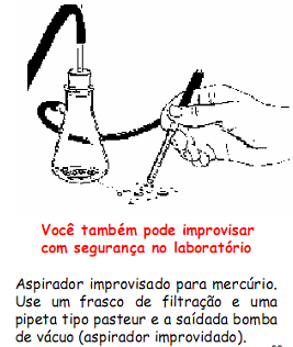 Aspirador de Mercúrio Só use aspiradores especiais, projetados para coletar gotas de mercúrio de maneira segura.