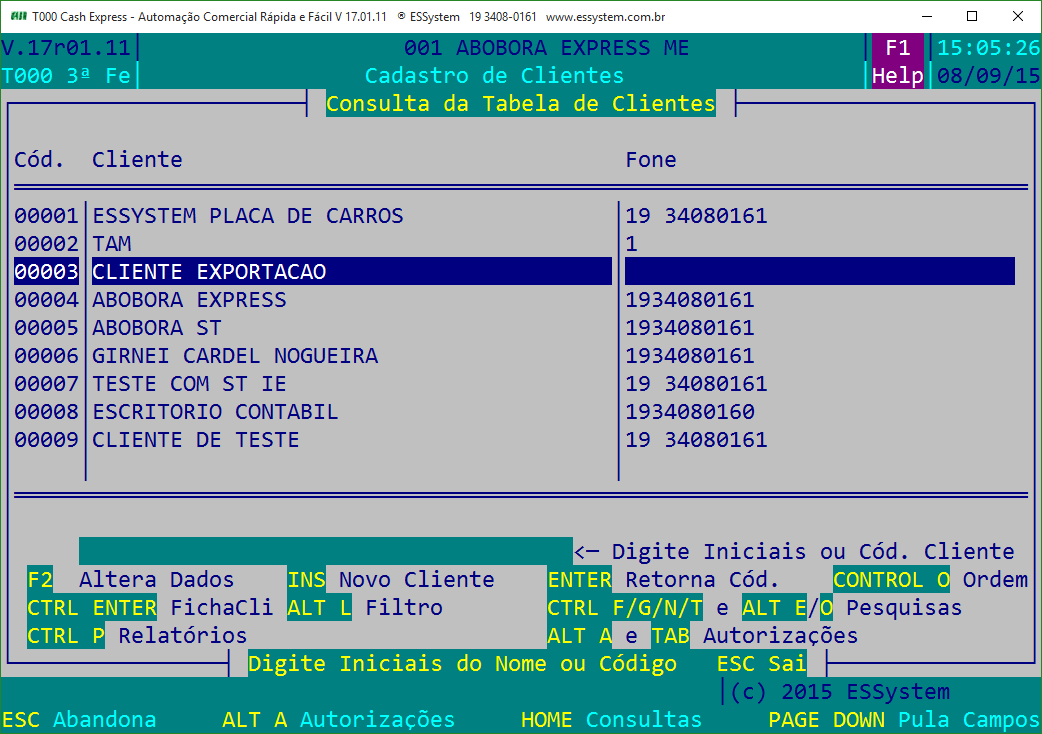 4.3- Agora pressione ALT + A na própria listagem de clientes, observe que