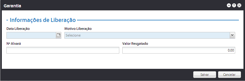 Código Patrimonial: Quando a garantia for um bem este campo pode conter o seu código patrimonial. Favorecido: Instituição ou pessoa jurídica que recebe o depósito (no caso de garantias em dinheiro).