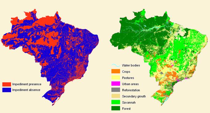 Área plantada área potencial (gado) Análise de áreas aptas Impedimento X