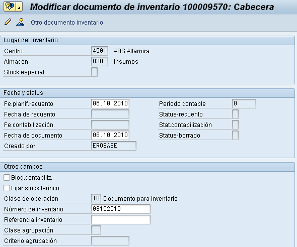 07/02/203 Código: 4.8.3. Modificar Documento de Inventário Com a transação MI02 é possível modificar o documento de inventário.