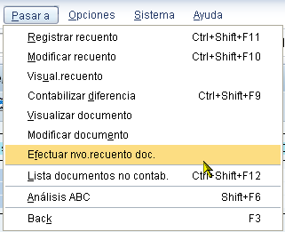 07/02/203 4.8.6. Entrar nova contagem É possível efetuar uma nova contagem física, seja por posição (código do material) ou por documento de inventário.