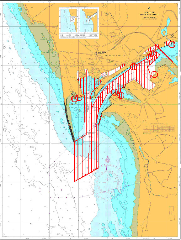 Figura nº 4 Área de pesca lúdica proibida (zona tracejada a vermelho)
