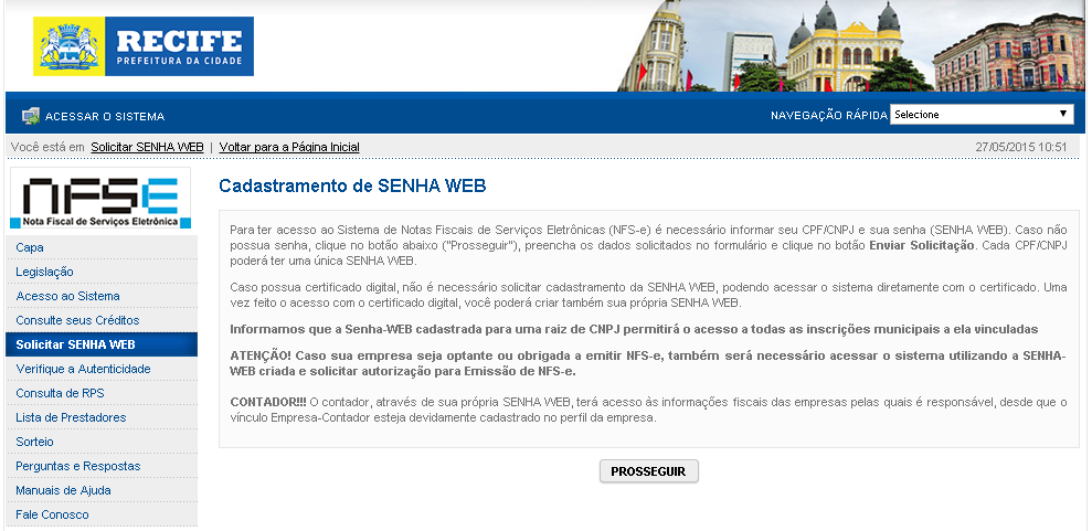 de desbloqueio de Senha Web: No ambiente da