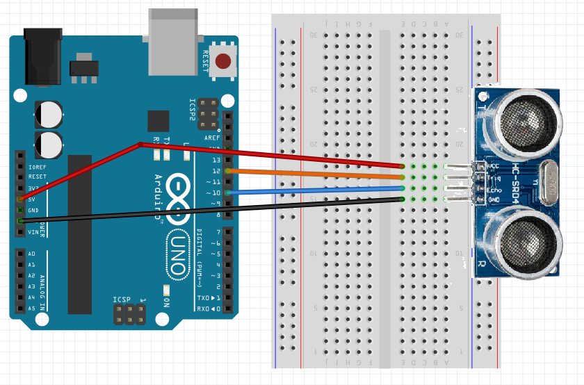 Sensor sonar HCSR04 3. DIAGRAMA ELÉTRICO A montagem do circuito é relativamente muito simples, sendo necessário somente conectar os cinco terminais (GND, Vcc.