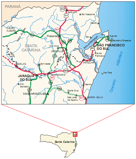 2. LOCALIZAÇÃO A área hidrografada, correspondente às áreas de influência da instalação do empreendimento Terminal Marítimo Mar Azul, juntamente com o canal de acesso projetado, está localizada na