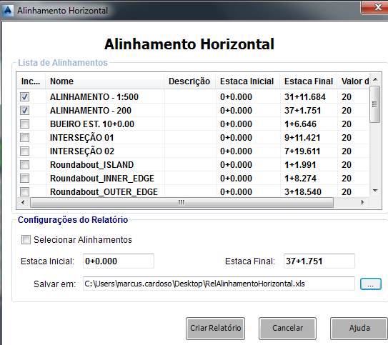 Nome Descrição Observação Categoria ALINHAMENTO