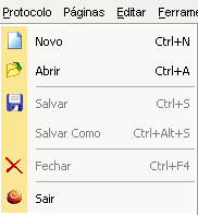 Figura 114 Novo Este comando inicia o assistente de criação de protocolos. Abrir Este comando ira abrir um protocolo já existente.