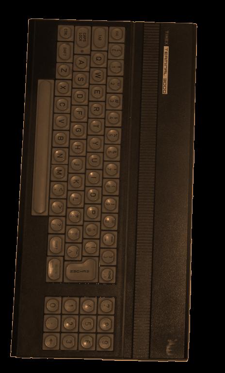 Computador Portátil Timex-Terminal 3000 1985 35 x 50 x 30 Inv. Nº 10/20076Informatica Monitor [Saiba + ] Teclado Com o computador timex DFF 3000 temos o teclado Timex Terminal.