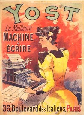 One-hand typing technique, 1892 A máquina e a mulher em 1892