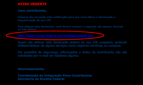 PHISHING E-mails usados para capturar dados financeiros; Acontece através da indução da execução de