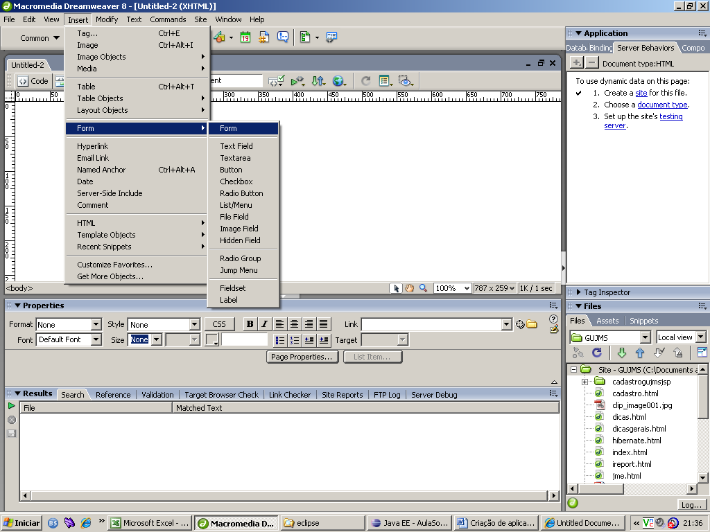 Acessar o dreamweaver para criar