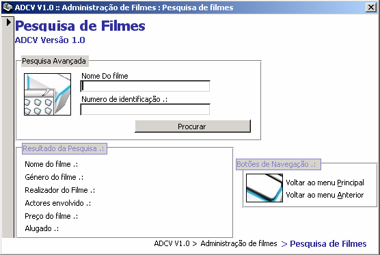 : 1 Trazer os dados da tabela filme todos os seus campos e mostrar 2 - Alterar os dados 3 - Sistema de navegação nos registos 4 Listagem de filmes 5 Cada filme é associado a uma imagem externa esse