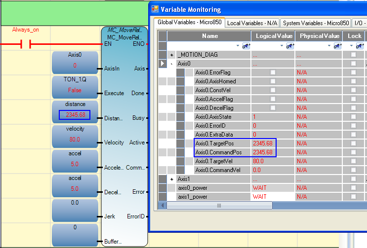 Capítulo 7 Controle de movimento com PTO e PWM Exemplos para configuração de movimento: (1) Parâmetro Valor real inserido pelo usuário Valor convertido pelo Connected Components Workbench Pulsos por