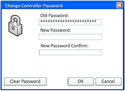 Guias rápidos Apêndice C 1. Na barra de ferramentas Device Details, clique no botão Secure. Selecione Change Password. 2. Aparece a caixa de diálogo Change Controller Password.